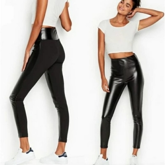 Victoria's Secret Pants - 💘 NWT Victoria's Secret Victoria Sport Faux Leather Leggings Medium